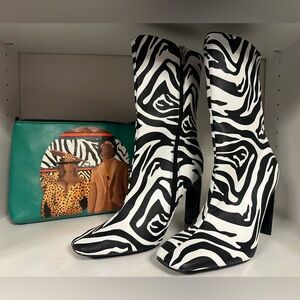 Zebra Print mid calf boots